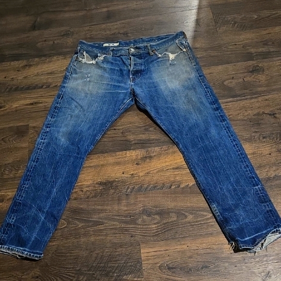 Men's Blue Distressed Jeans GAP 1969 ring spun denim 38x32 - Picture 1 of 9